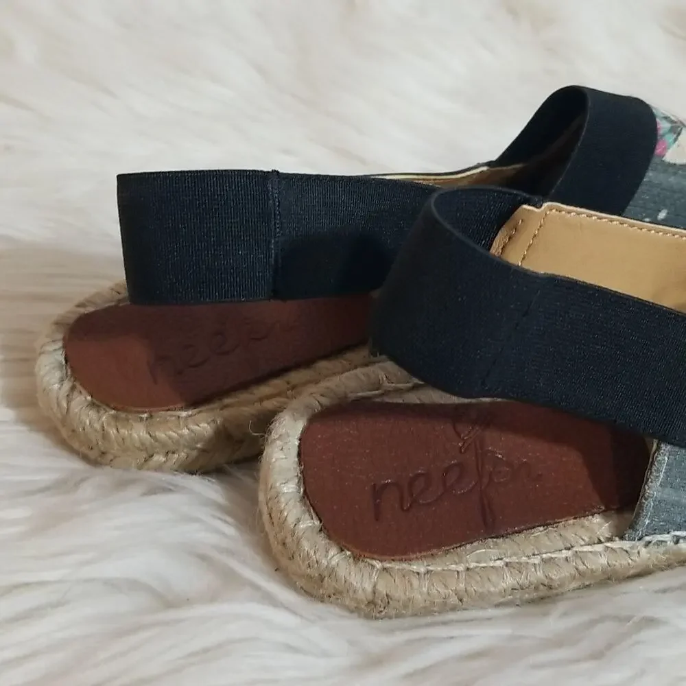 Neef Brave Kitty Love Espadrille Sling Platforms - New In Box - Size 37 (US 7)